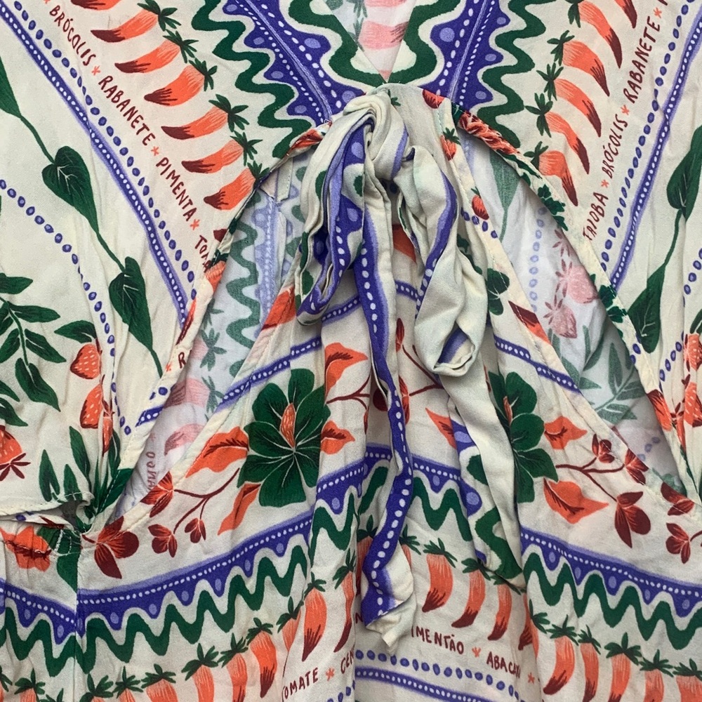 FARM Rio size large v neck kaftan maxi cut out cream dress Anthropologie - Picture 4 of 16